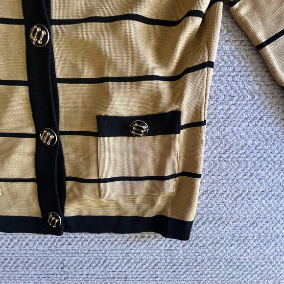 CACHE RIBBED METALLIC GOLD STRIPED SHIRT WOMENS SIZE SMALL - Picture 8 of 9